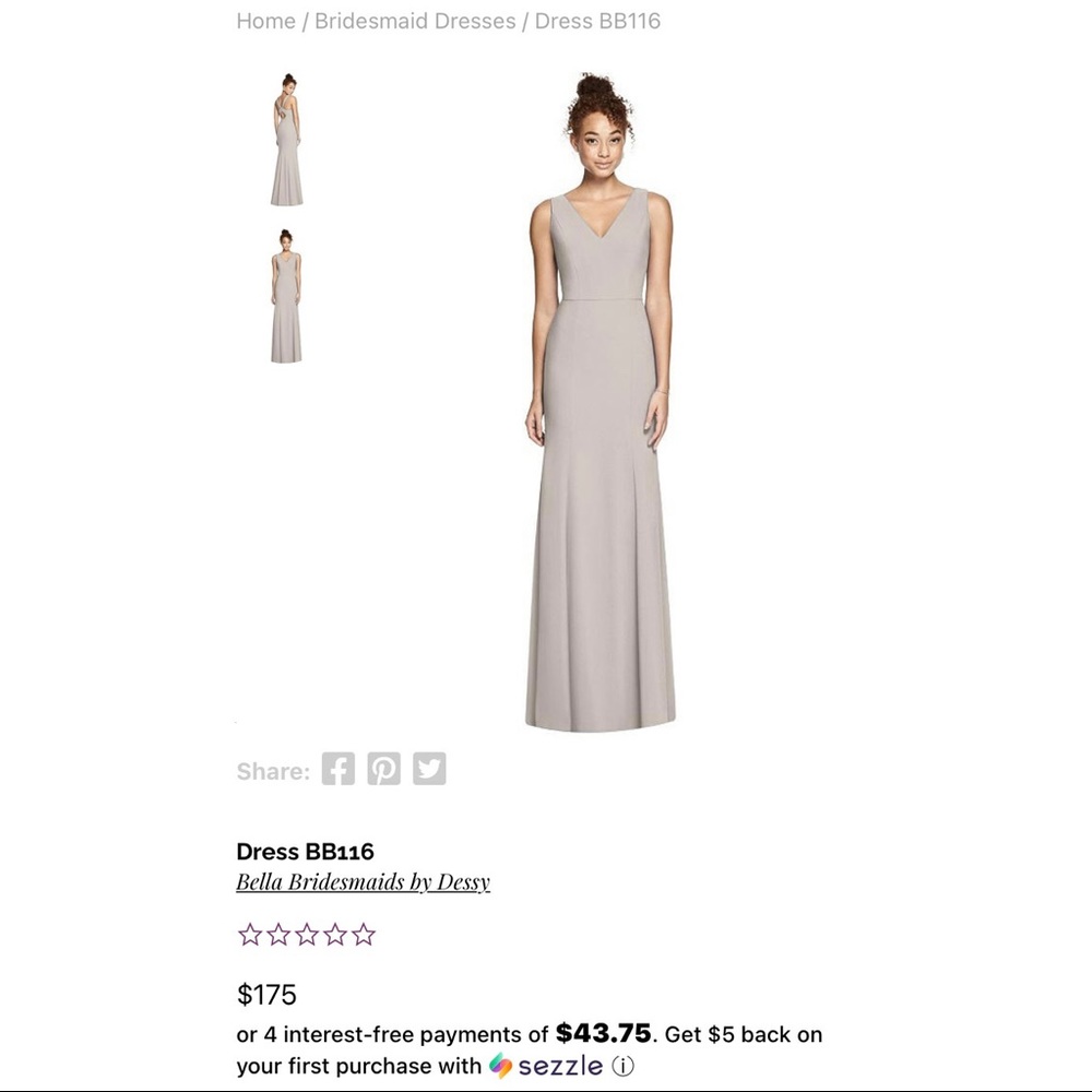 Dessy for Bella Bridesmaids taupe bridesmaids gown